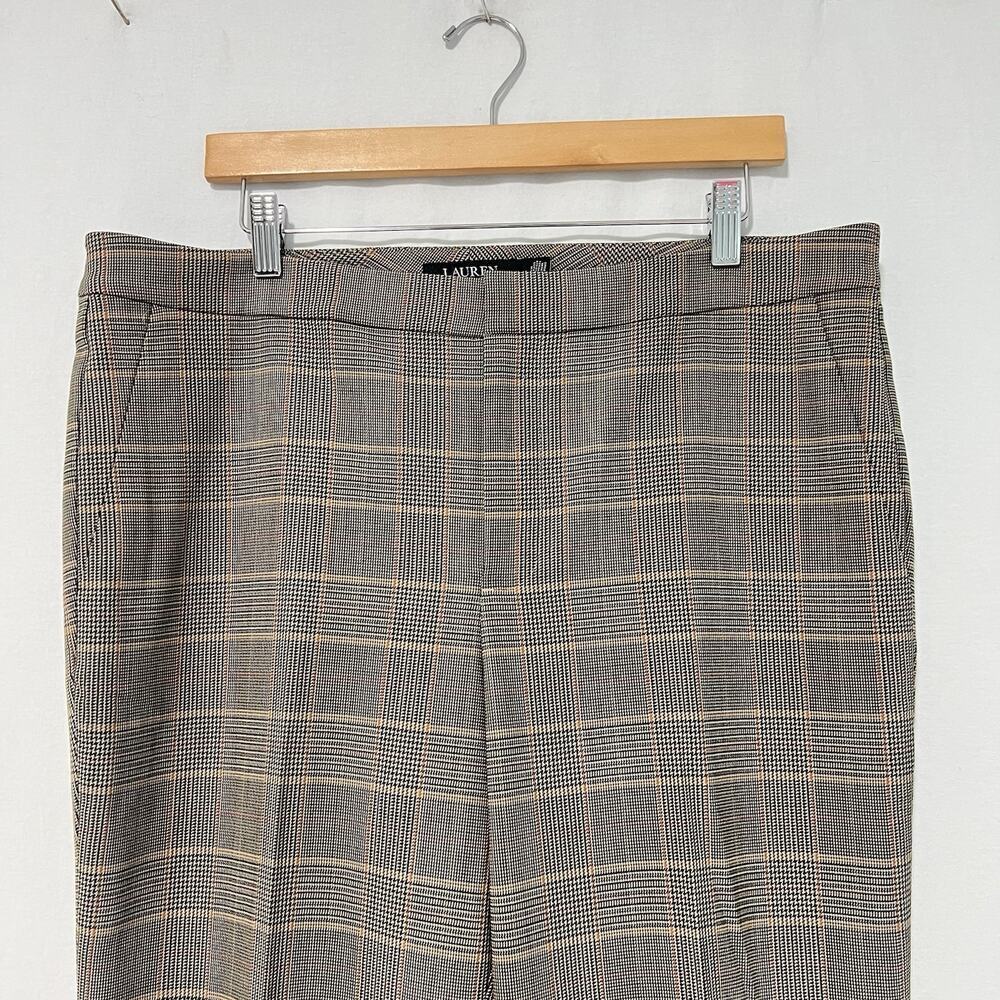 Lauren Ralph Lauren Houndstooth Wool Blend Wide Leg Slacks Pants 14 Classic Prep - Picture 2 of 11